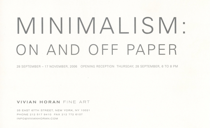 Minimalism: On and Off Paper